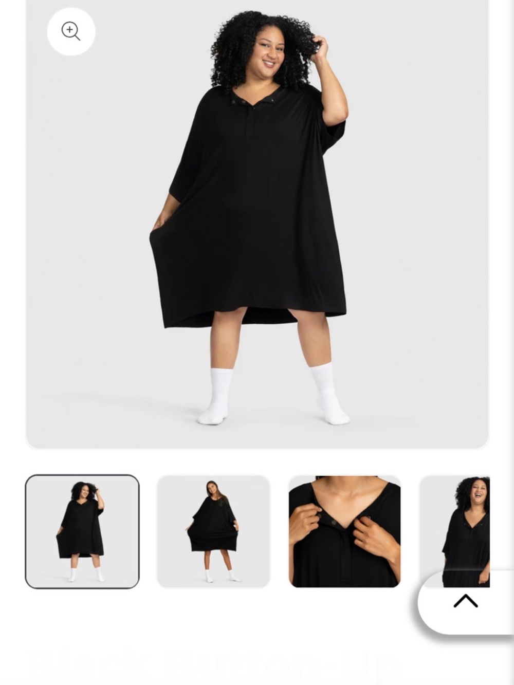 Oodie Black Button-Up Oversized Dress